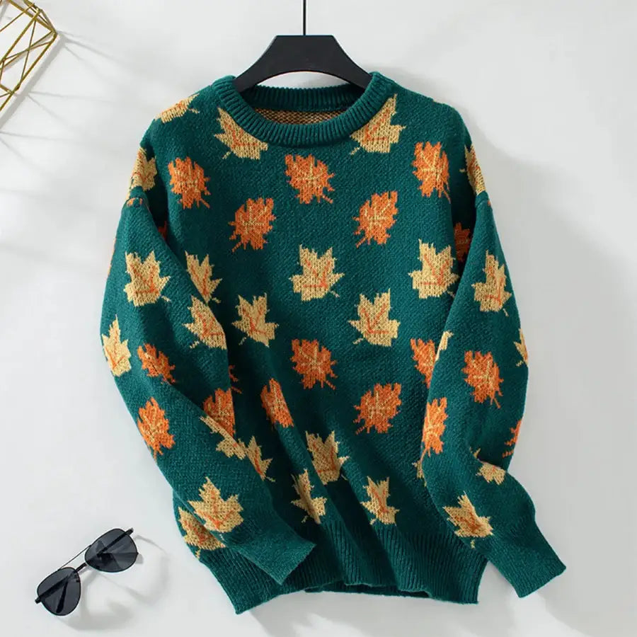 Fall Leaf Sweater - Green / S