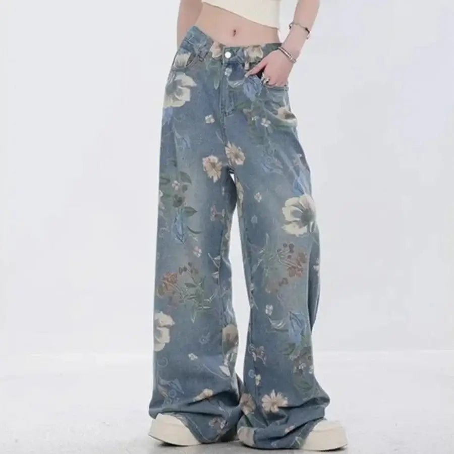 Flower Print Jeans