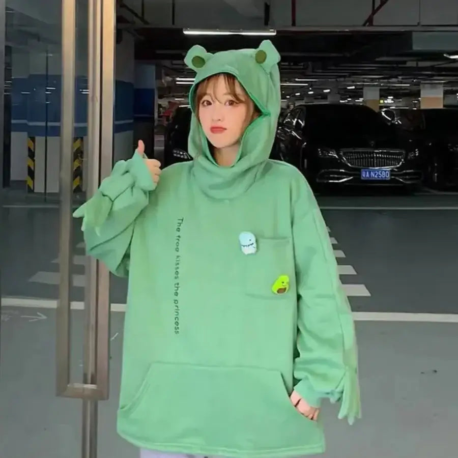 Frog Hoodie - Green / M