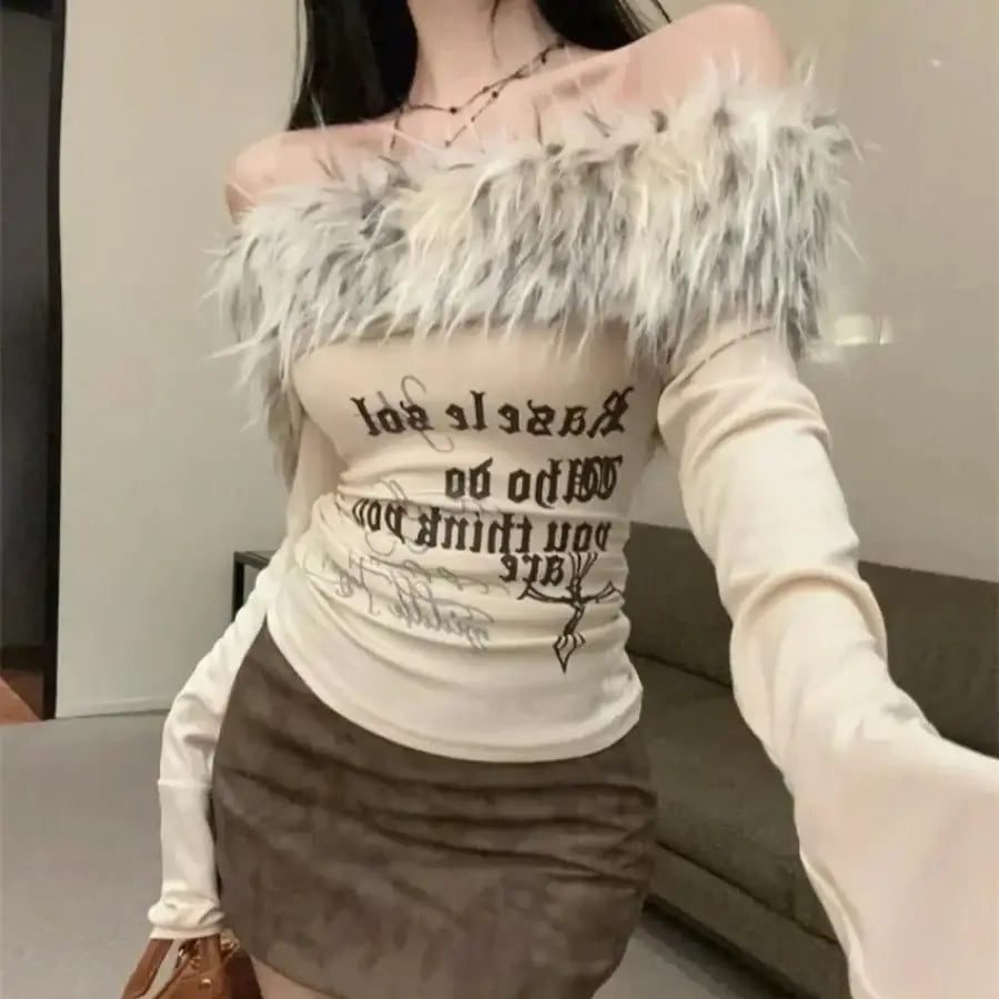 Fur Collar Top