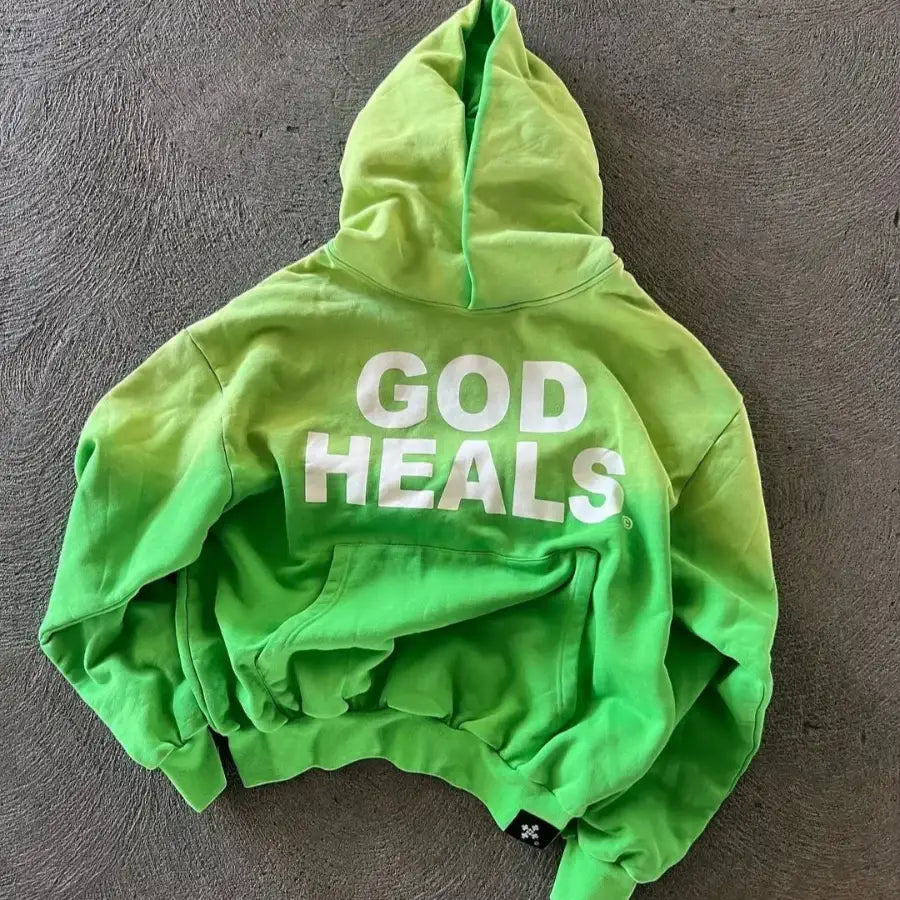 God Heals Hoodie - Green / S
