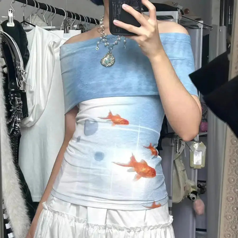 Goldfish Off The Shoulder Shirt - S