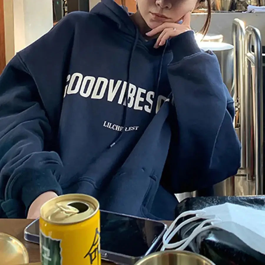 Good Vibes Only Hoodie Blue / S