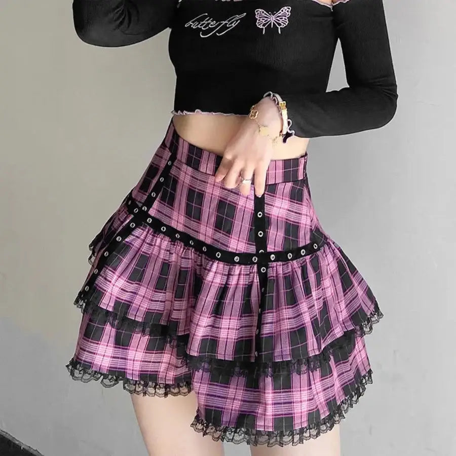 Gothic Plaid Skirt - XS