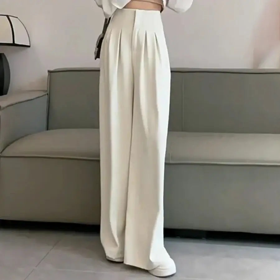 High Waisted Loose Pants - White / S