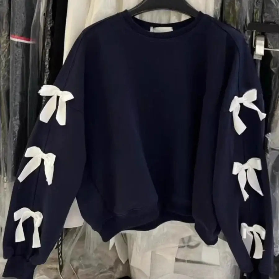 Hoodie With Bows On Sleeves