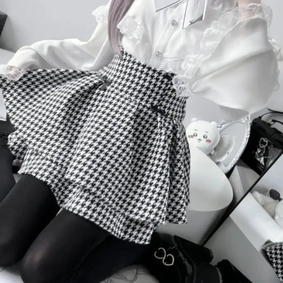 Houndstooth Mini Skirt