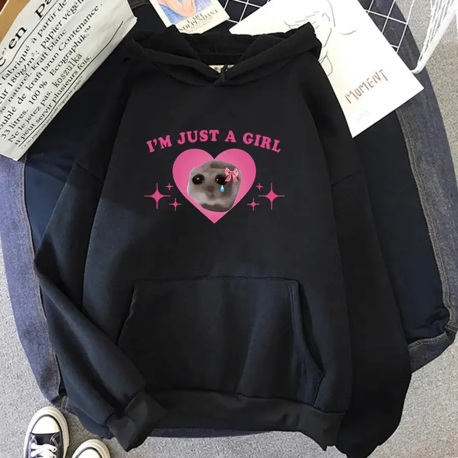 Im Just A Girl Hoodie - Black / XS