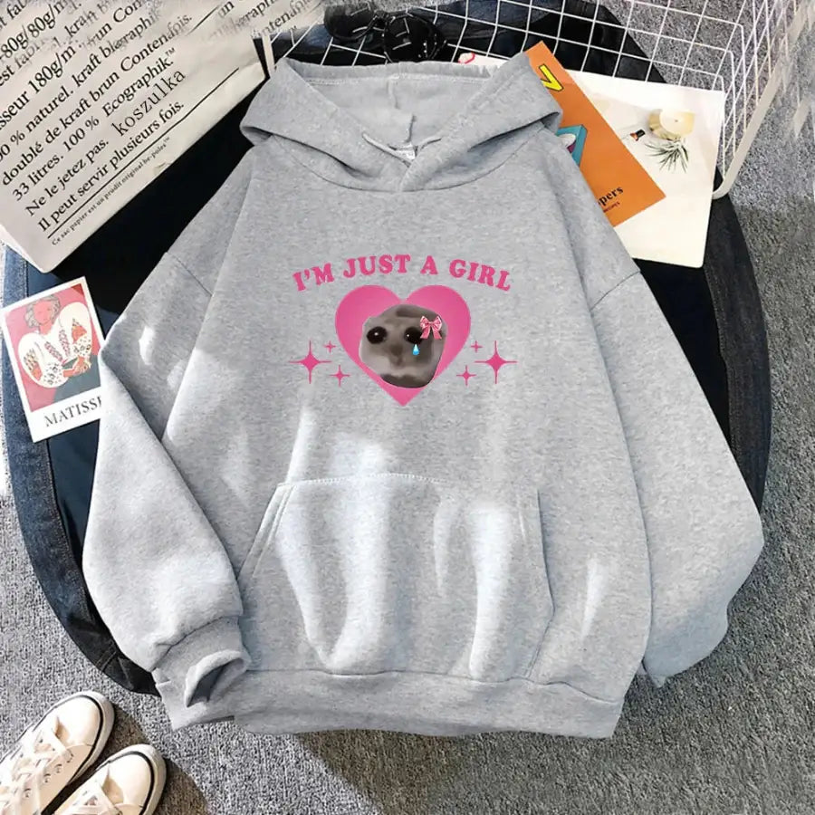 Im Just A Girl Hoodie - Grey / XS