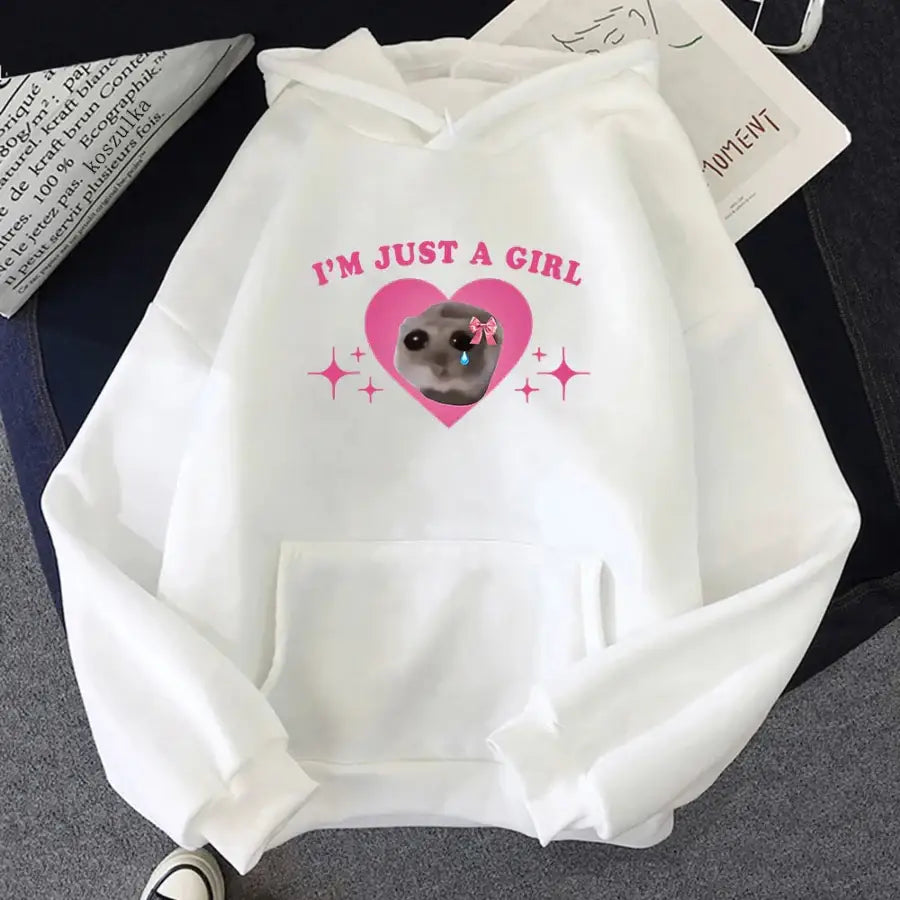 Im Just A Girl Hoodie - White / XS