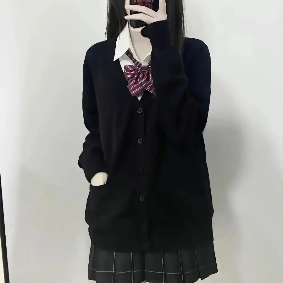 Japanese School Uniform Sweater - Black / S