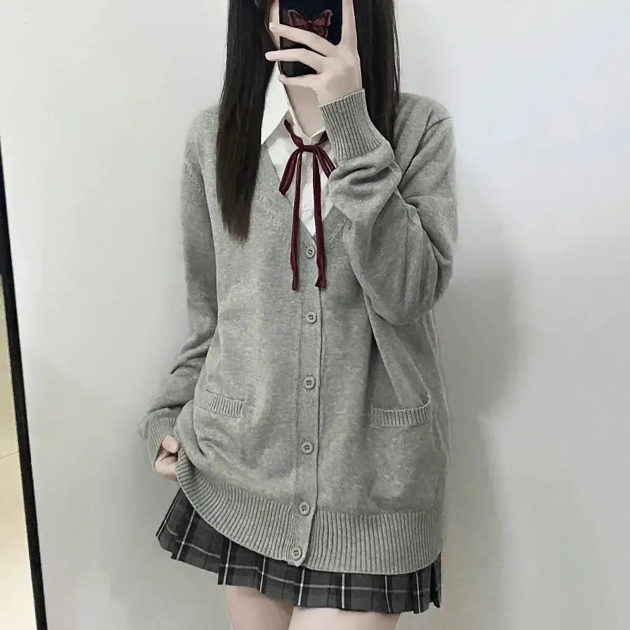 Japanese School Uniform Sweater - Grey / S