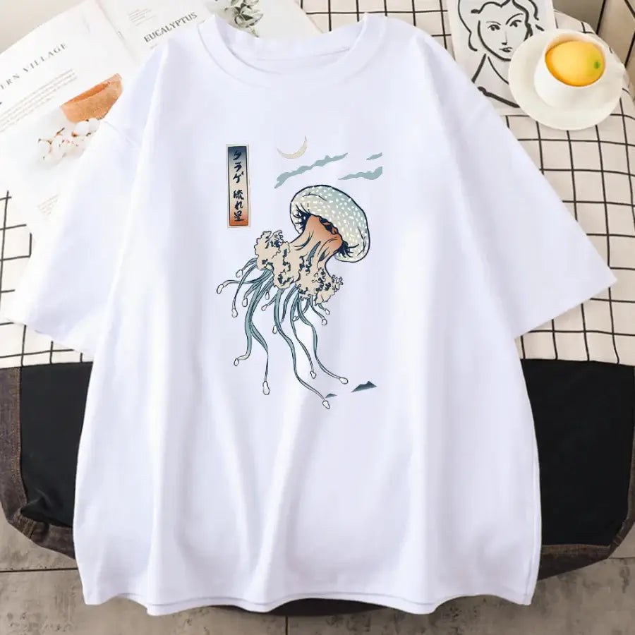 Jellyfish Kanji Shirt - White / S