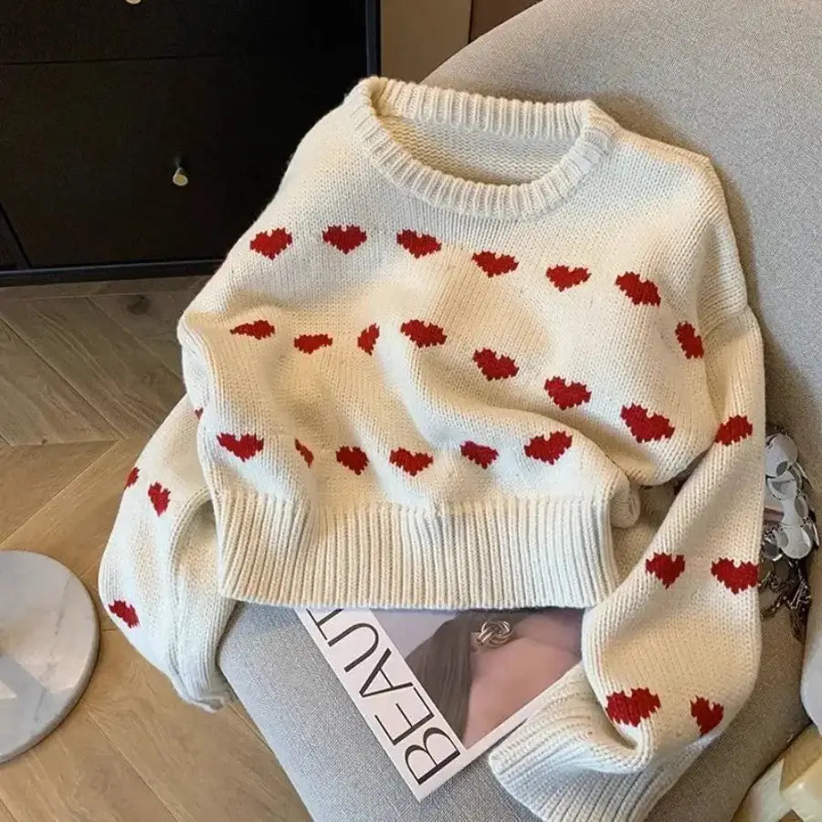 Knit Heart Sweater - S