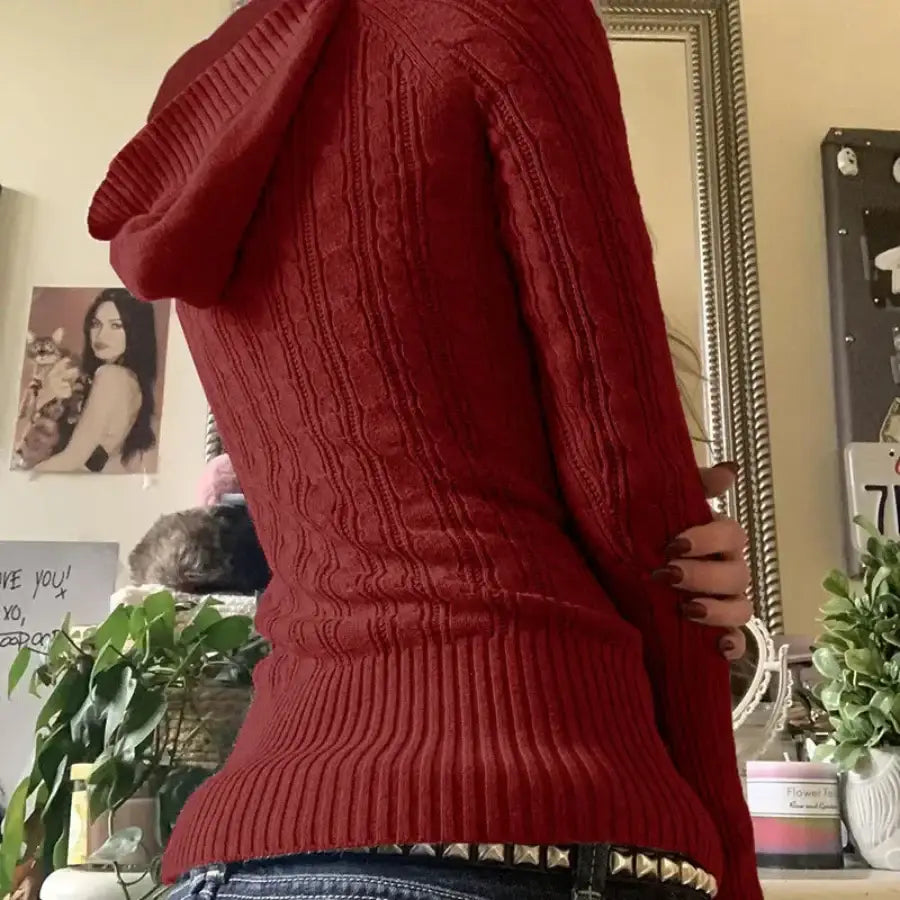 Knitted Hooded Sweater