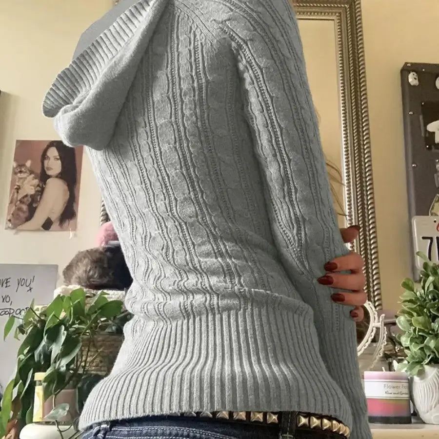 Knitted Hooded Sweater