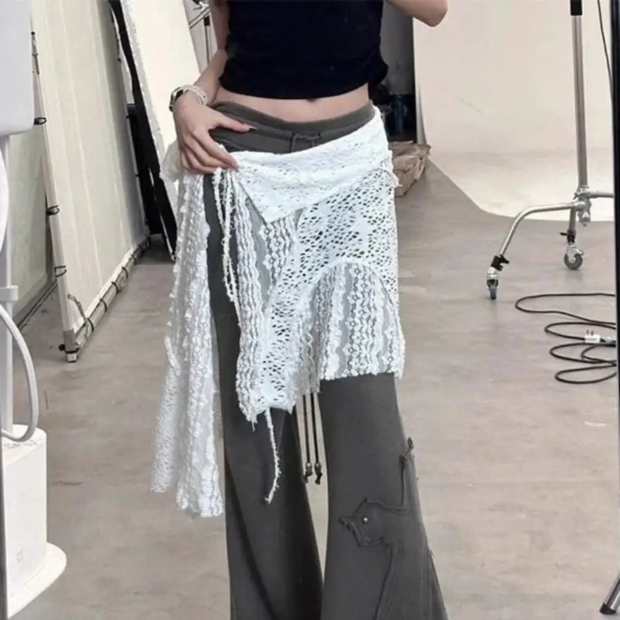 Lace Apron Skirt One Size