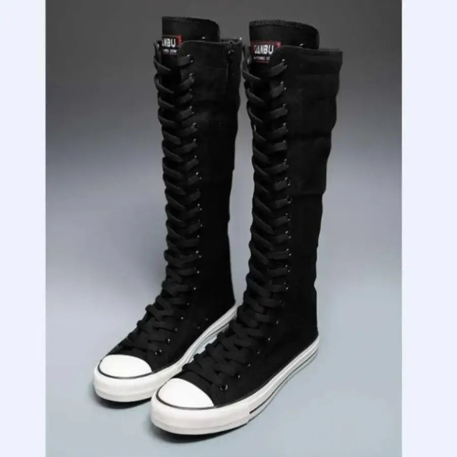 Lace Up Boot Sneakers - Black / 5