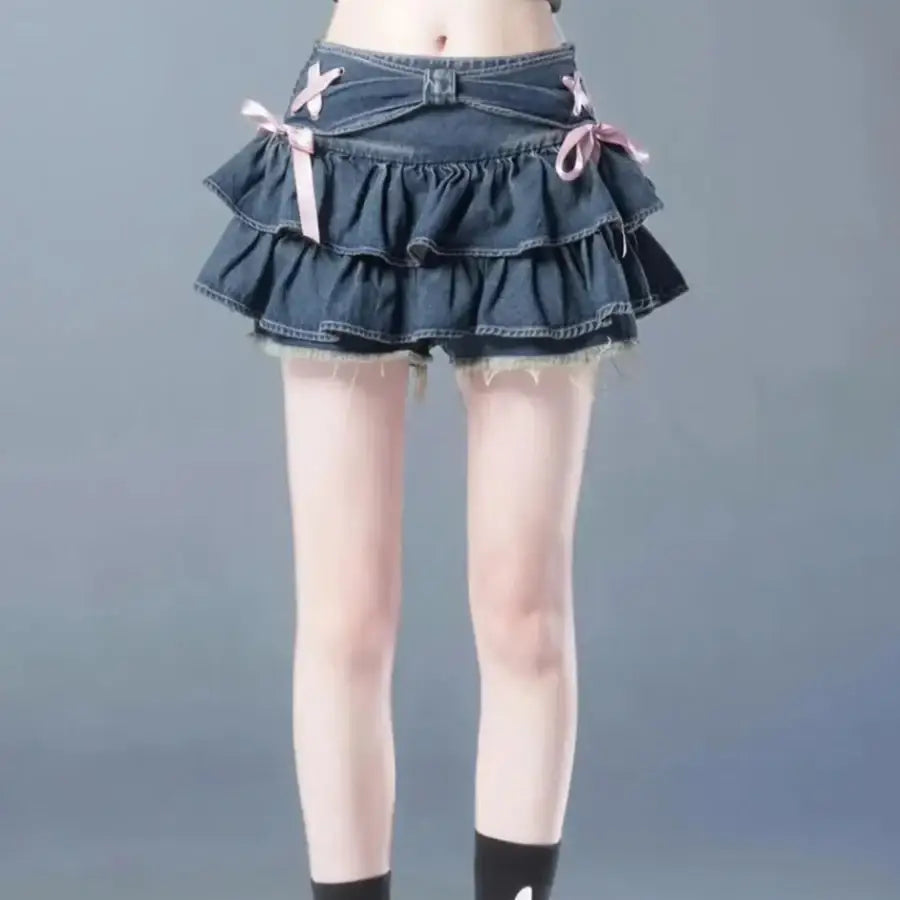 Layered Denim Skirt - S