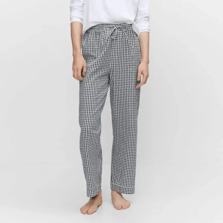 Light Checkered Pants - Grey / L