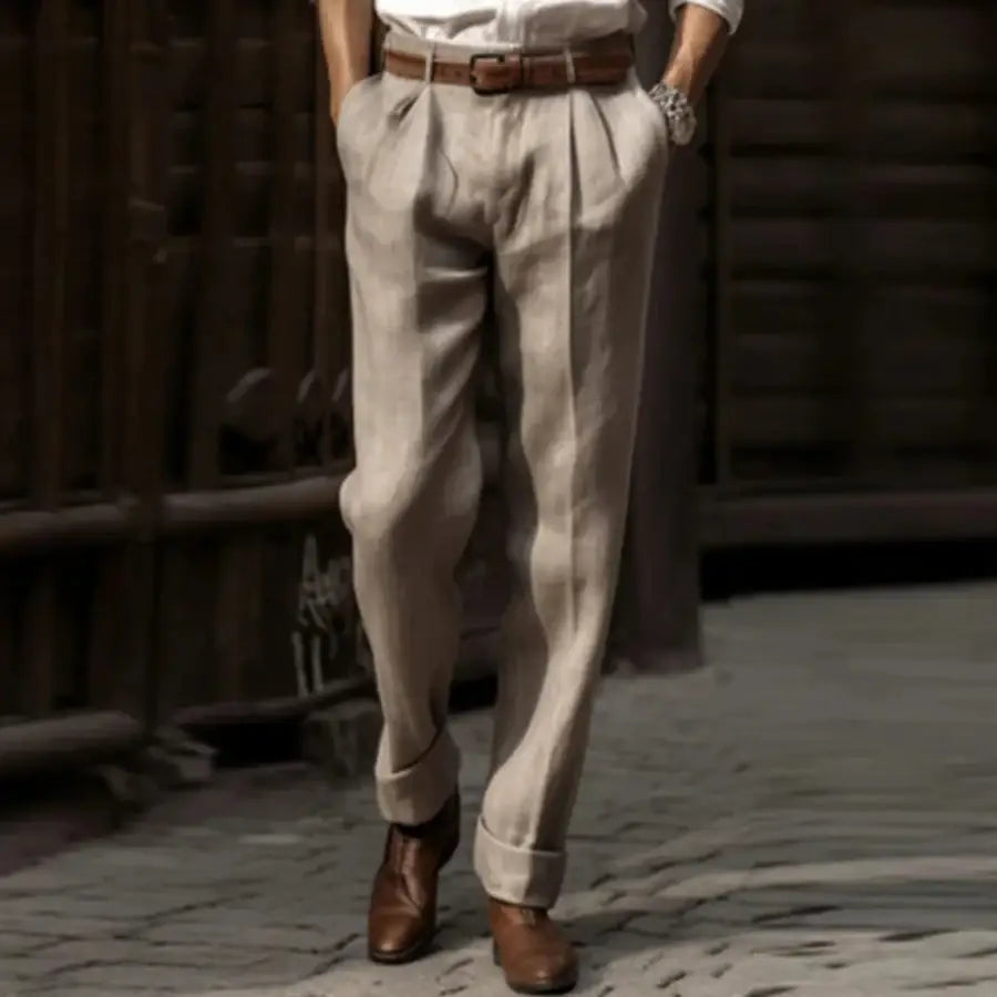 Linen Suit Pants - Grey / S