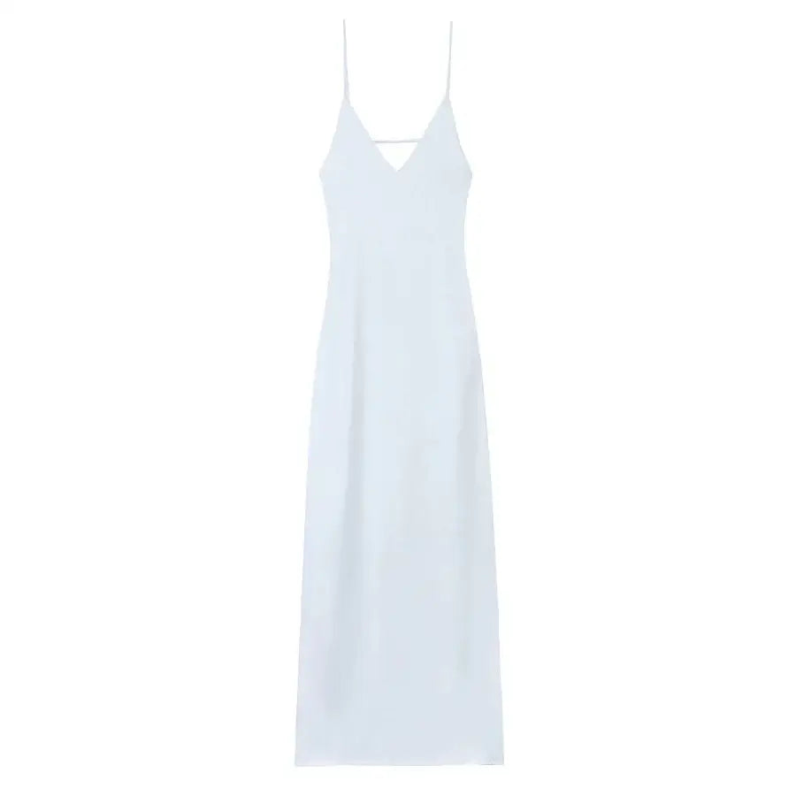 Long Satin Dress - White / XS