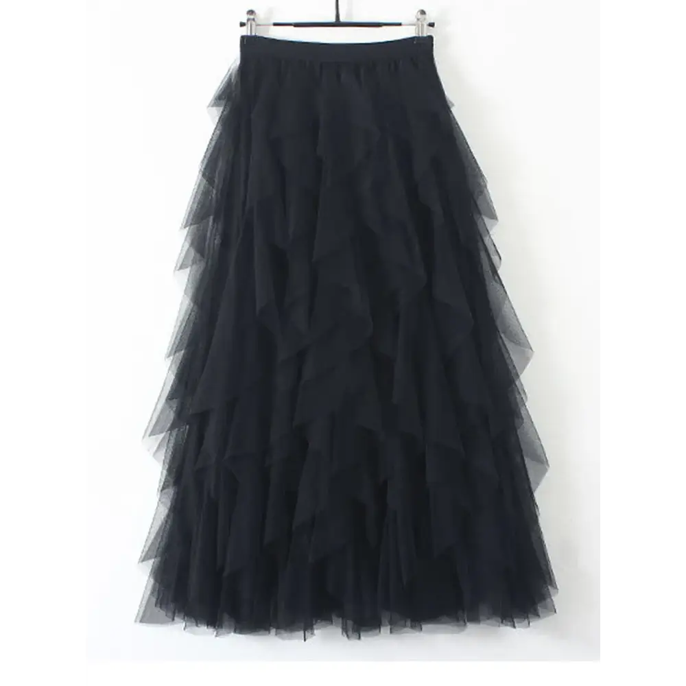 Long Tulle Skirt Black / One Size