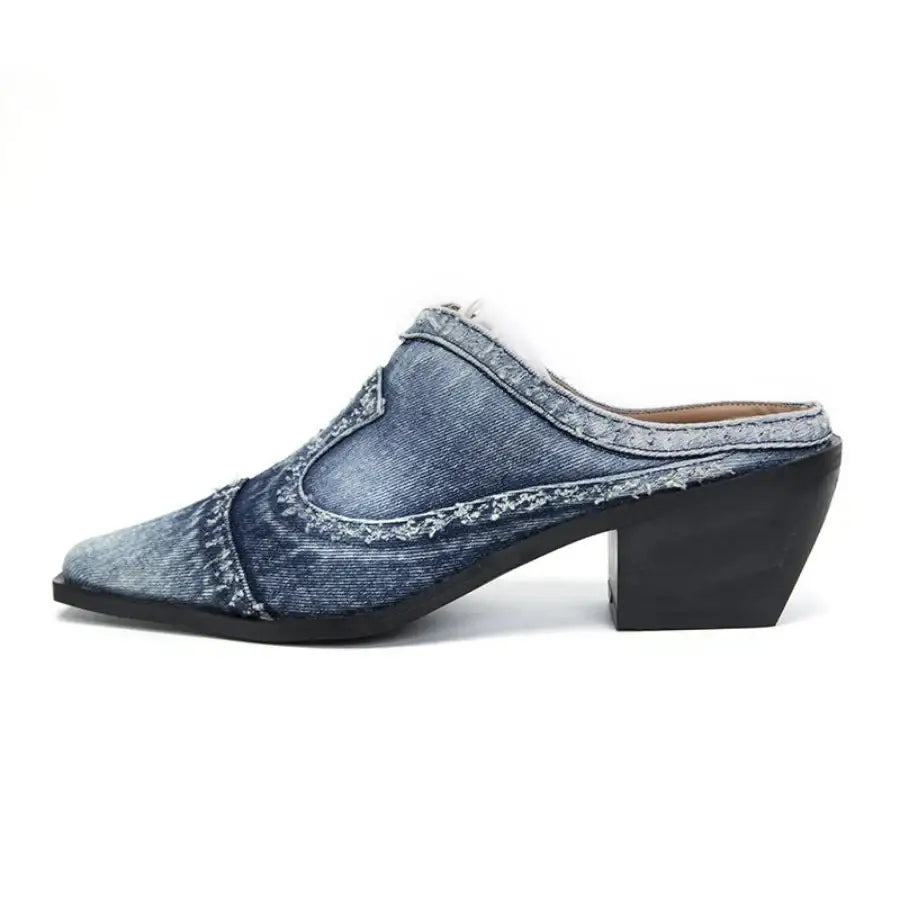 Low Heel Denim Boots