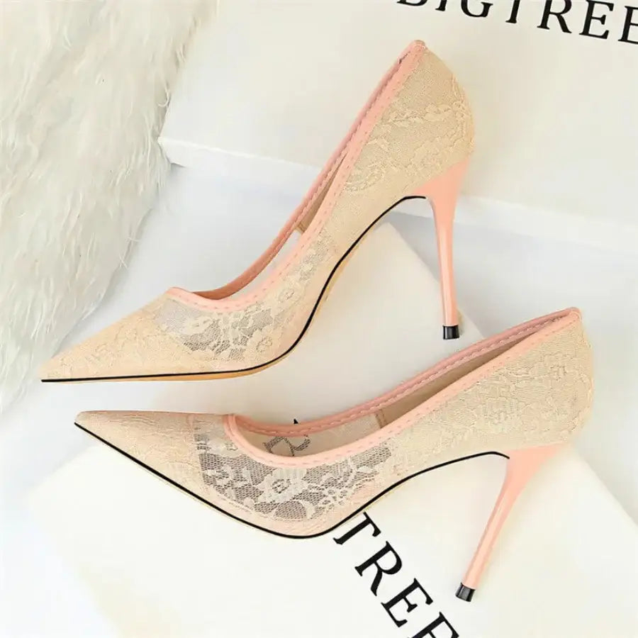 Mesh High Heels - Pink / 4.5