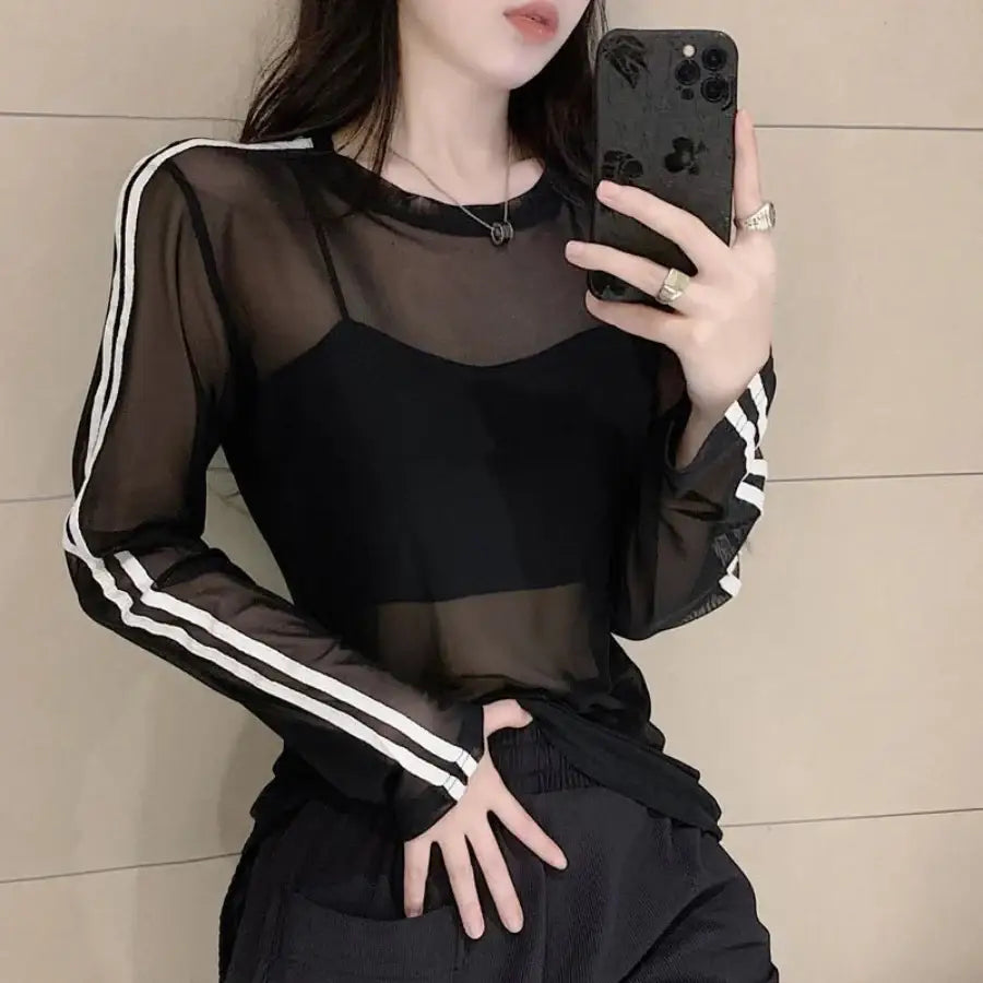 Mesh Long Sleeve Top - S