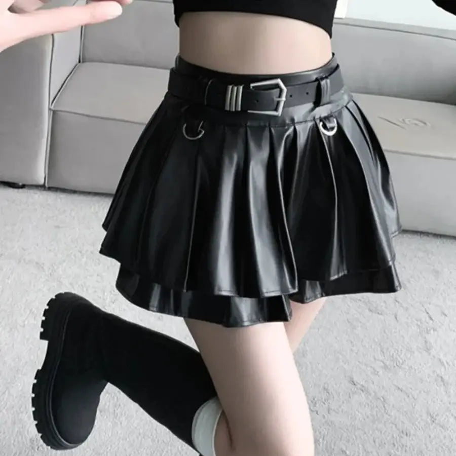 Metallic Pleated Mini Skirt
