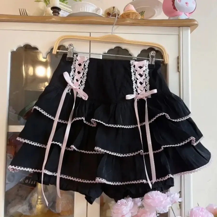 Mini Skirt With Bow - Black / S