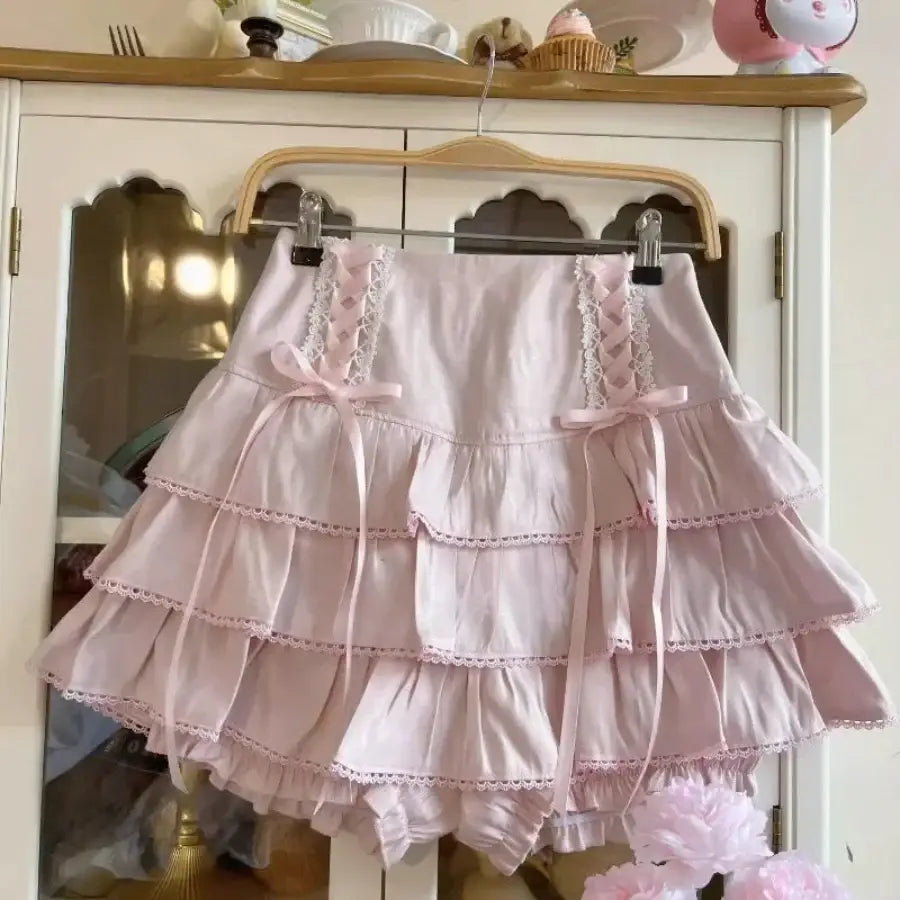 Mini Skirt With Bow - Pink / S