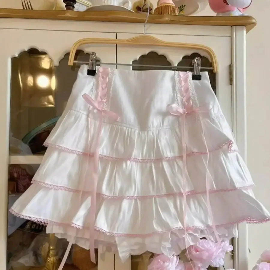 Mini Skirt With Bow - White / S