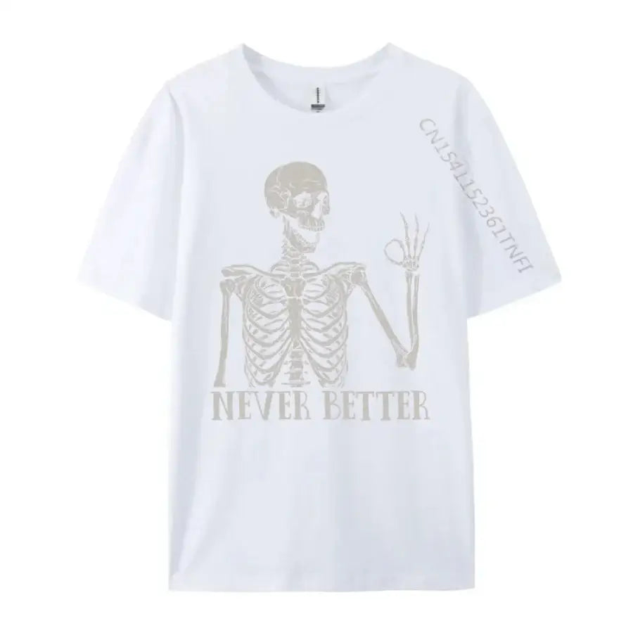 Never Better Skeleton Shirt - White / XS