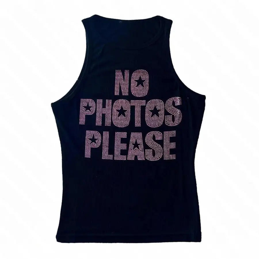 No Photos Please Tank Top - Black / S