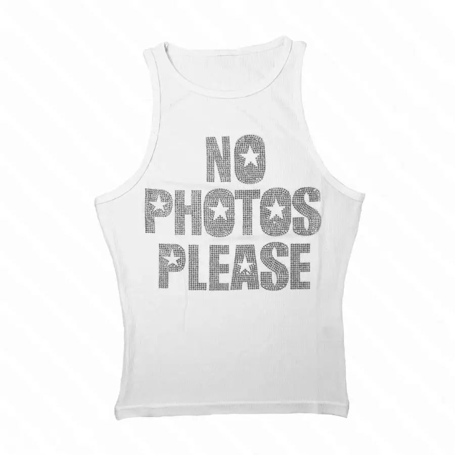 No Photos Please Tank Top - White / S