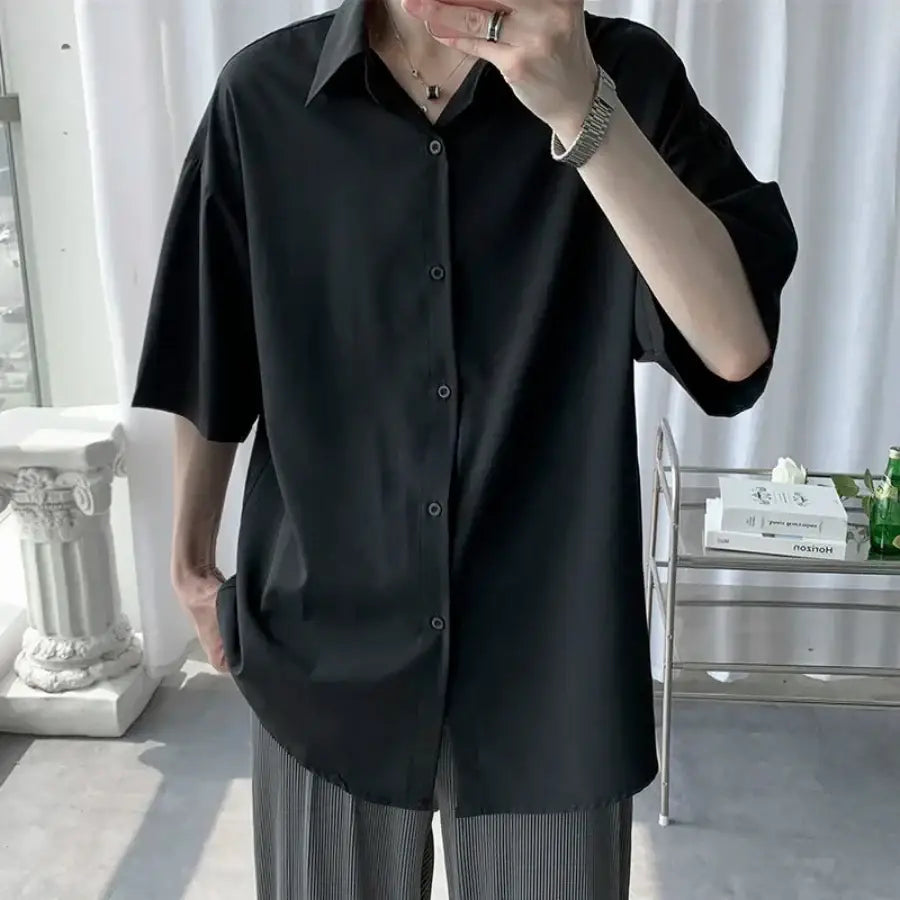 Oversize Short Sleeve Shirt - Black / M