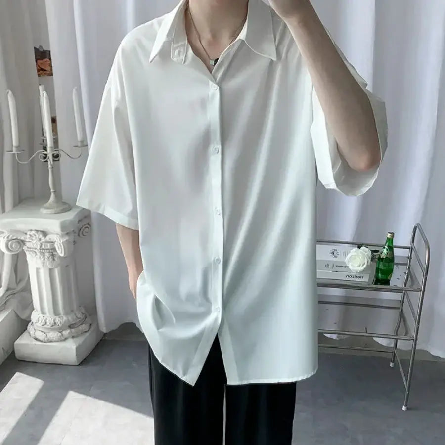 Oversize Short Sleeve Shirt - White / M