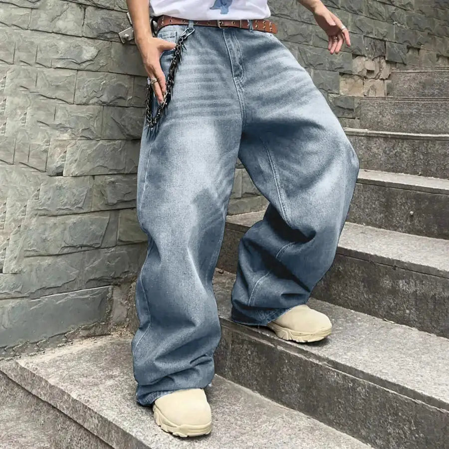 Oversized Hip Hop Jeans - Blue / M