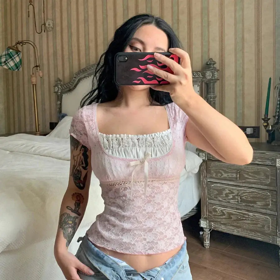 Pink Lace Top
