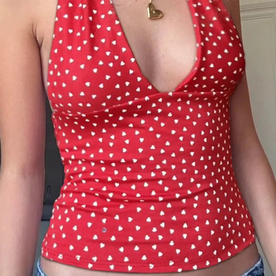 Plaid Halter Top - Red / S