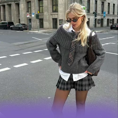 woman wearing classy preppy clothes