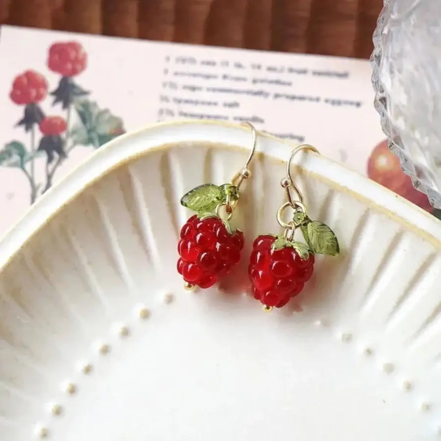 Raspberry Earrings Red