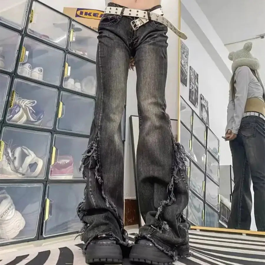 Raw Edge Jeans - Black / S