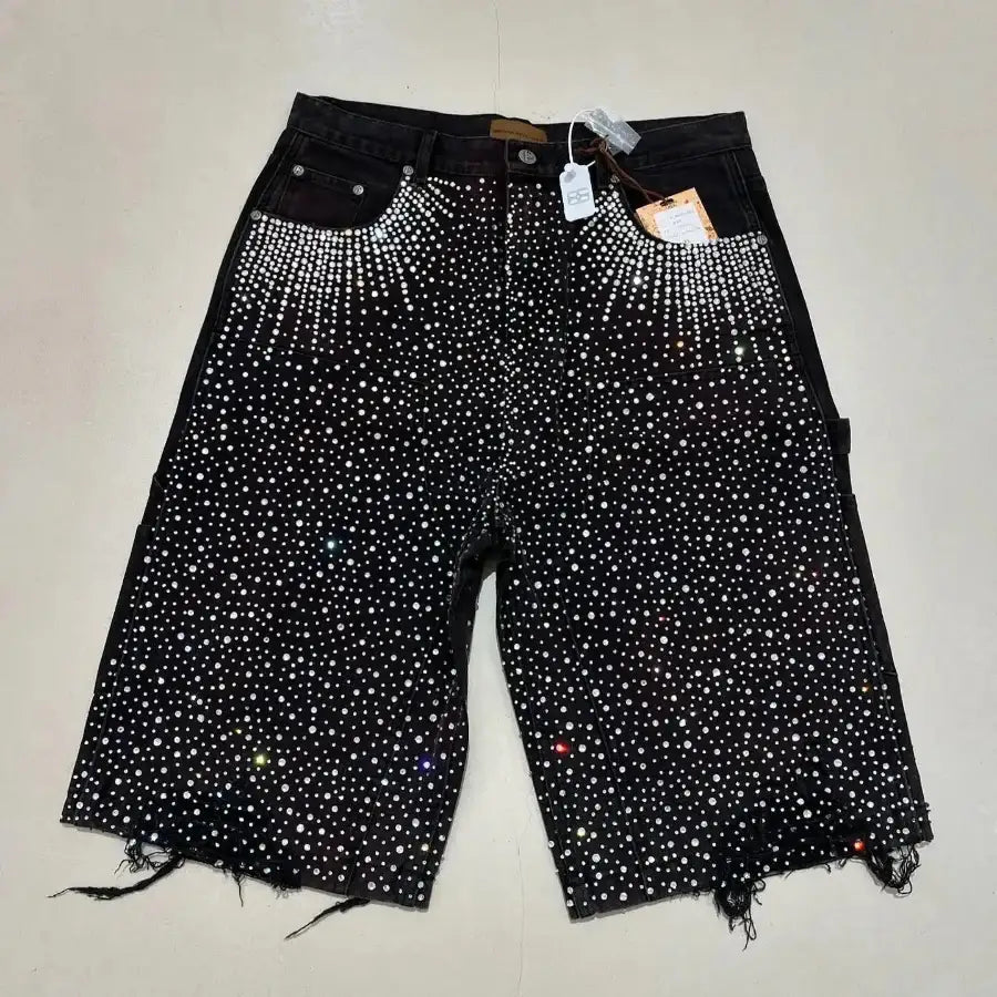 Rhinestone Denim Shorts - S