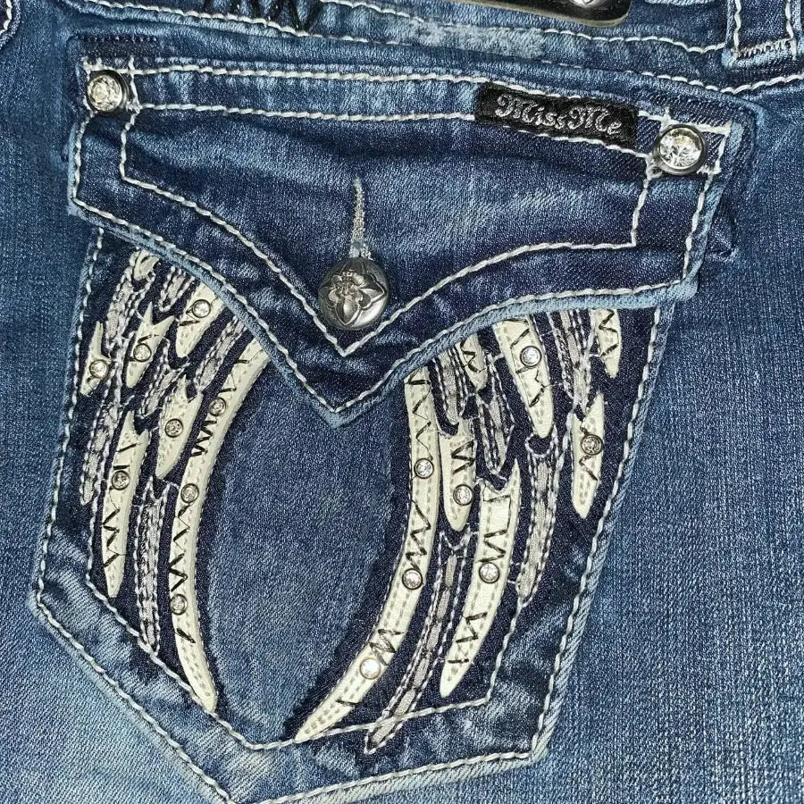 Rhinestone Pocket Jeans