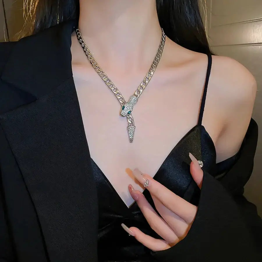 Rhinestone Snake Necklace