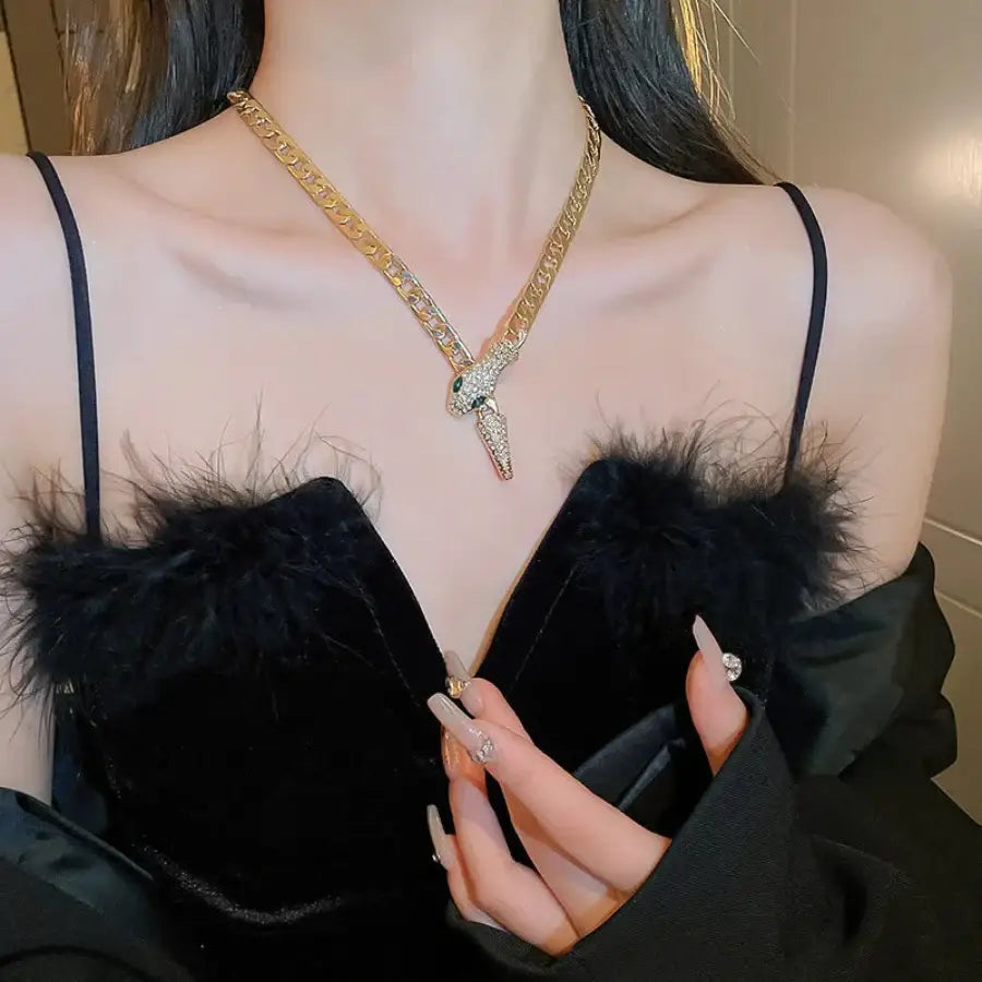 Rhinestone Snake Necklace