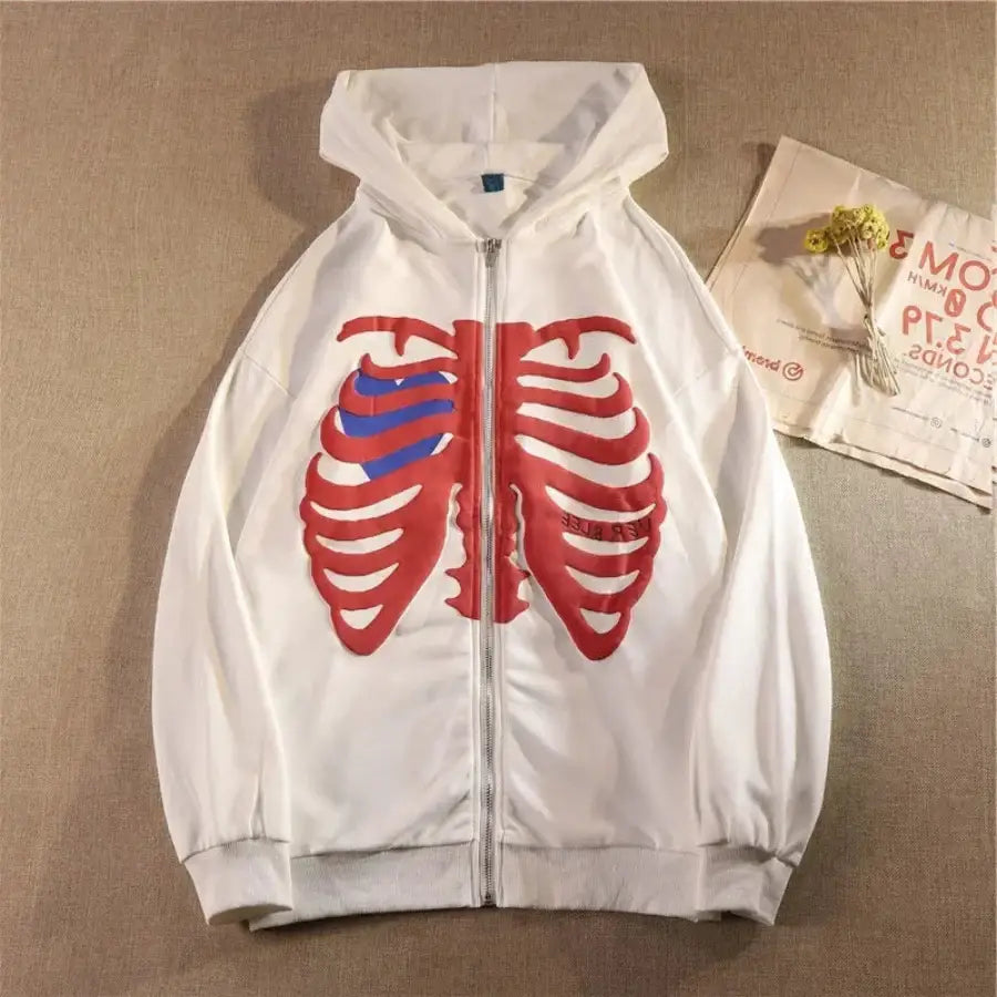 Rib Cage Hoodie - White / S